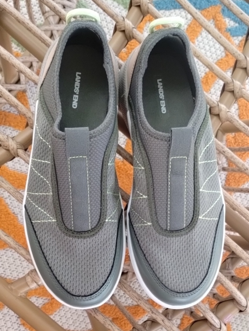 Lands' End Sage Slip-On Women's Sneakers with Cream Sole